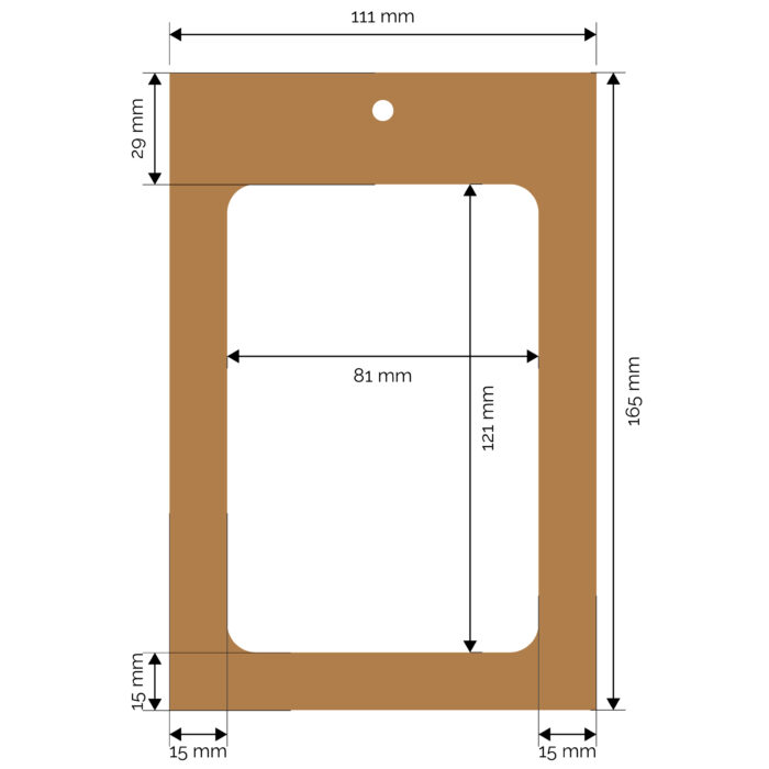Dimensions techniques du porte-badge A6 en carton kraft